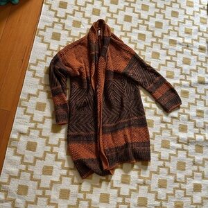 Lucky Brand Rust and Brown Geometric Cardigan Sweater
